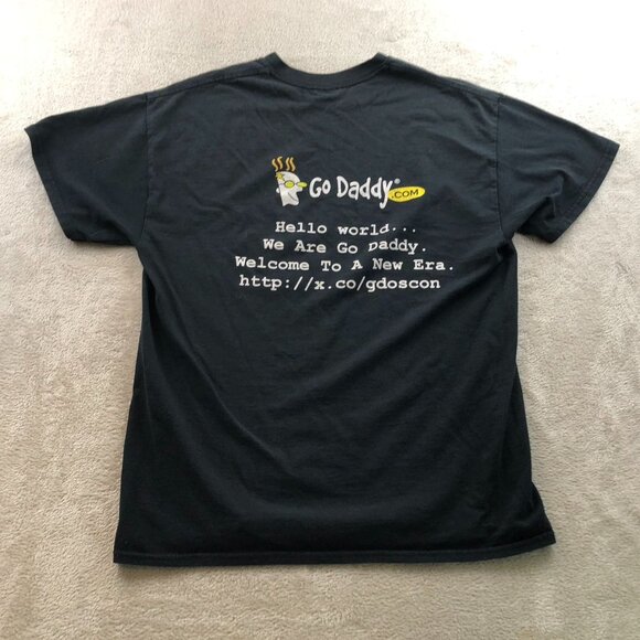 Gildan Men T-Shirt Large Short Sleeve Dry Blend GoDaddy Graphic Black Tee Casual - Picture 11 of 11